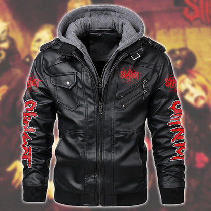 Sk Leather Jacket 3 with Hood Black Q130501