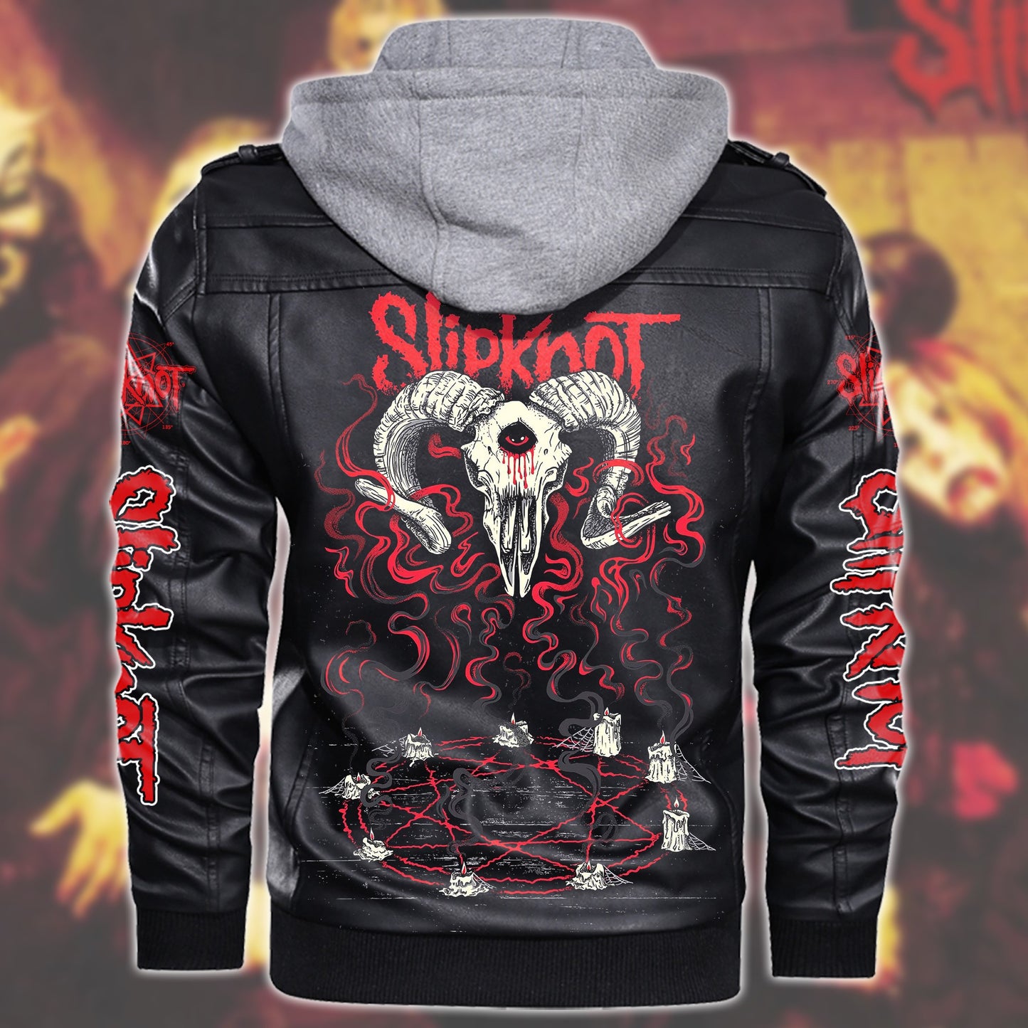 Sk Leather Jacket 3 with Hood Black Q130501