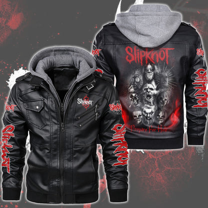 Sk Leather Jacket with Hood 5 Black Q200602