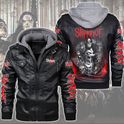 Sk Leather Jacket with Hood 5 Black Q200602