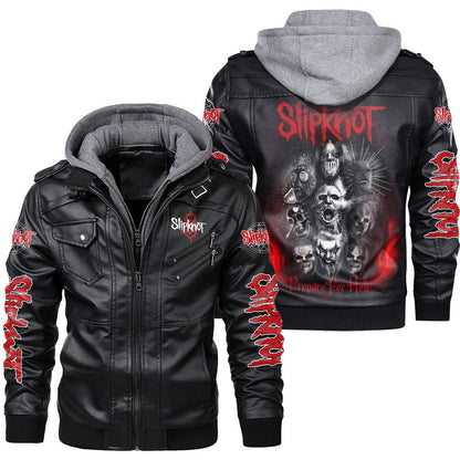 Sk Leather Jacket with Hood 5 Black Q200602