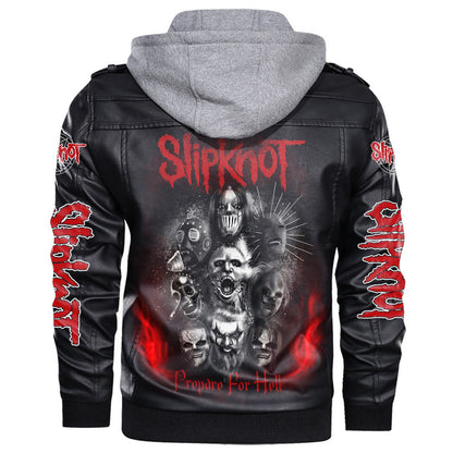 Sk Leather Jacket with Hood 5 Black Q200602