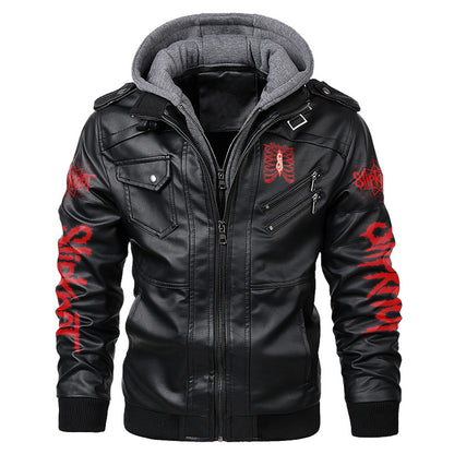 Sk Leather Jacket with Hood 6 Black Q220607