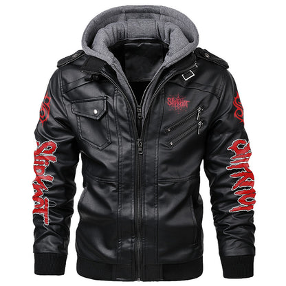 Sk Leather Jacket Q2 with Hood Black Q100511