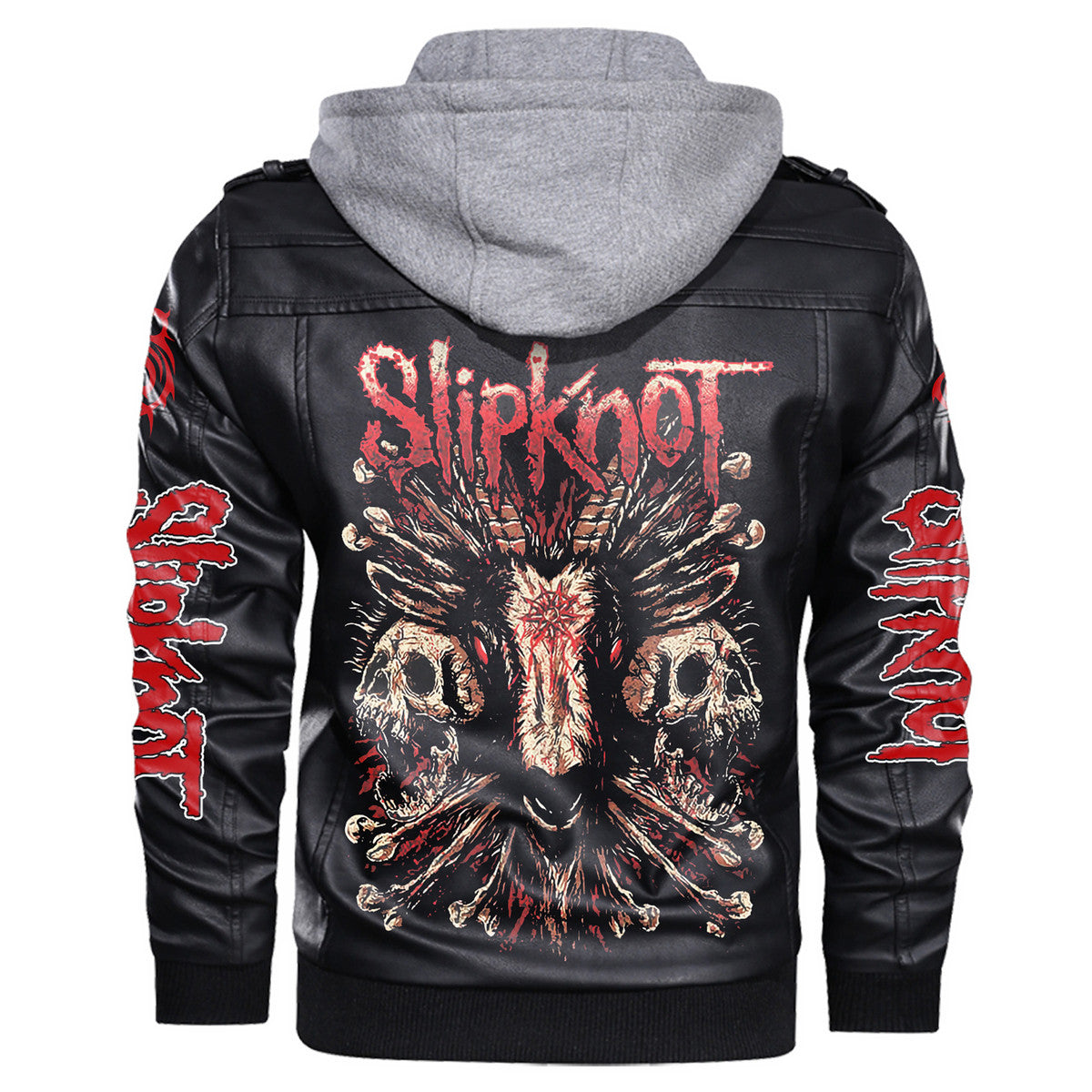 Sk Leather Jacket Q2 with Hood Black Q100511