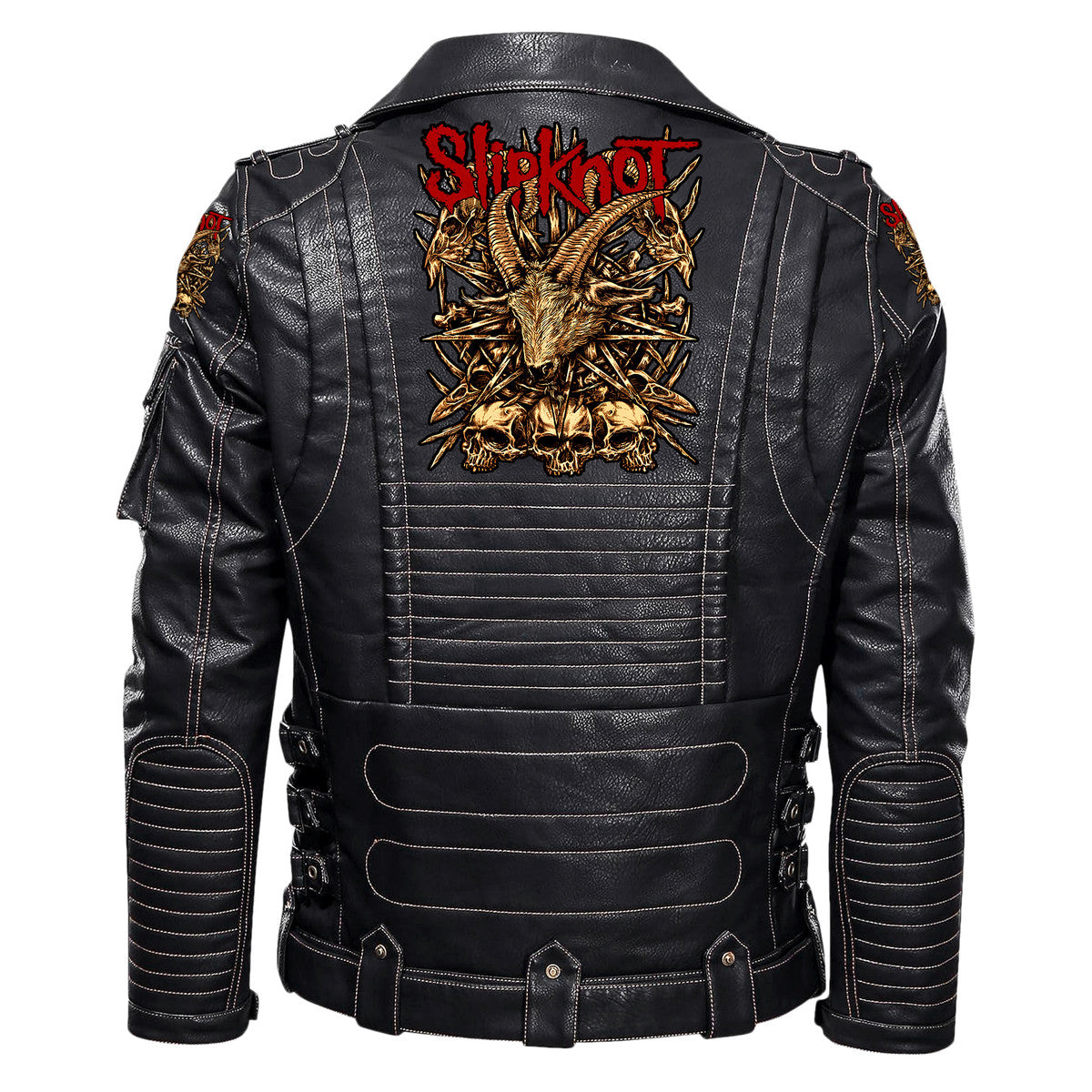 SK Q2 Belt Solid Zipper Street Leather Jacket Q070909