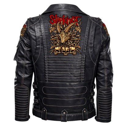 SK Q2 Belt Solid Zipper Street Leather Jacket Q070909