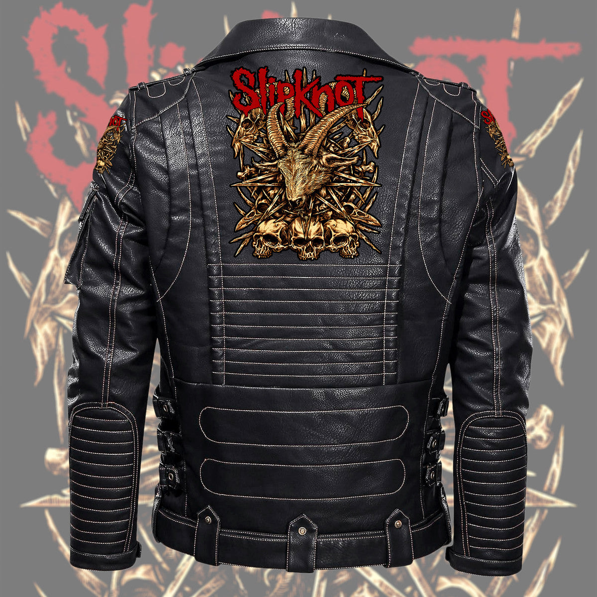 SK Q2 Belt Solid Zipper Street Leather Jacket Q070909