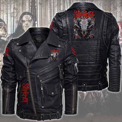 SK Q3 Belt Solid Zipper Street Leather Jacket Q110908