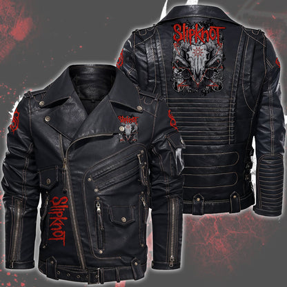 SK Q3 Belt Solid Zipper Street Leather Jacket Q110908