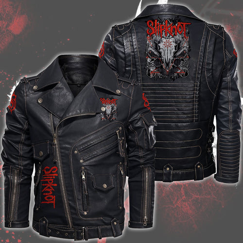 SK Q3 Belt Solid Zipper Street Leather Jacket Q110908