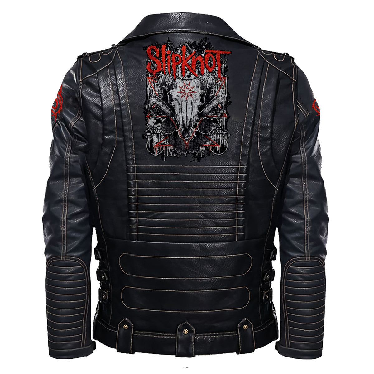 SK Q3 Belt Solid Zipper Street Leather Jacket Q110908