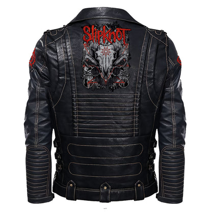 SK Q3 Belt Solid Zipper Street Leather Jacket Q110908