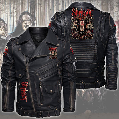 SK Q4 Belt Solid Zipper Street Leather Jacket Q110909
