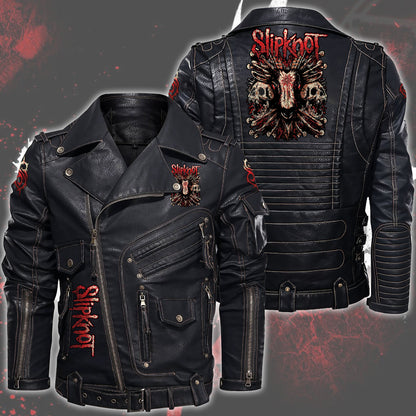 SK Q4 Belt Solid Zipper Street Leather Jacket Q110909