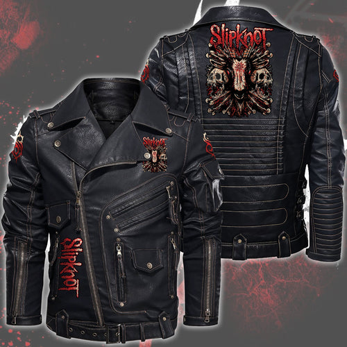 SK Q4 Belt Solid Zipper Street Leather Jacket Q110909