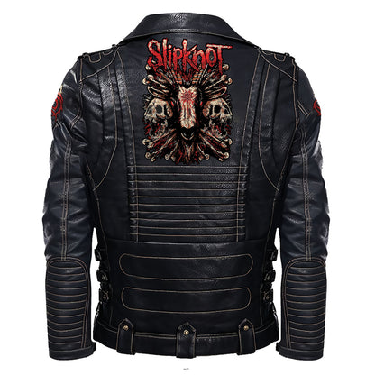 SK Q4 Belt Solid Zipper Street Leather Jacket Q110909
