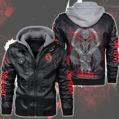 Sk Leather Jacket with Hood 9 Black Q180910