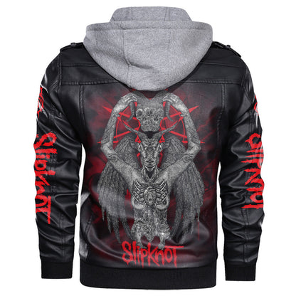 Sk Leather Jacket with Hood 9 Black Q180910