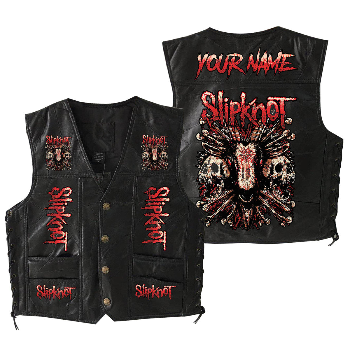 Personalized SK Q2 Sleeveless Leather Vest Jacket V2 Q051001
