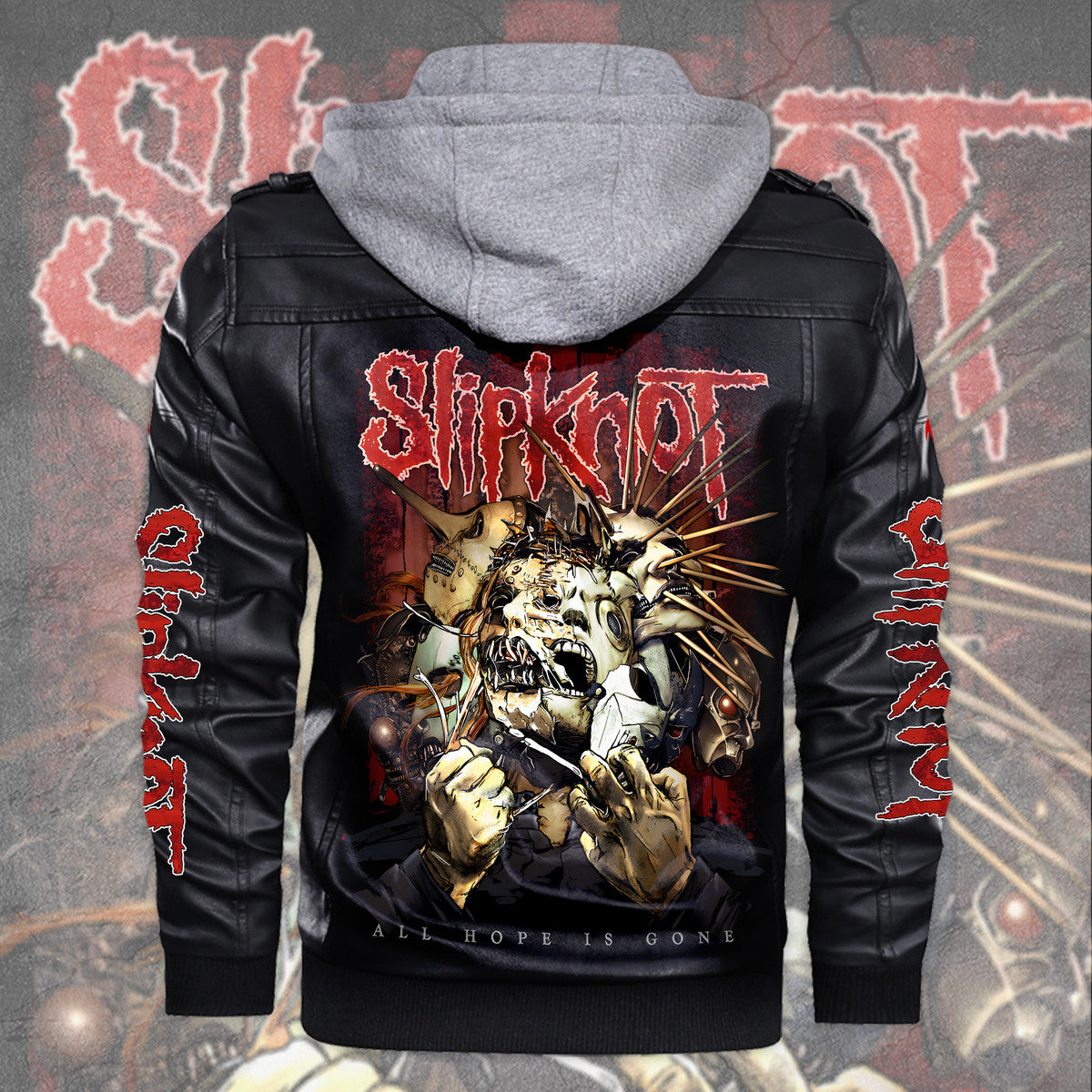 Sk Leather Jacket Q3 with Hood Black Q271005