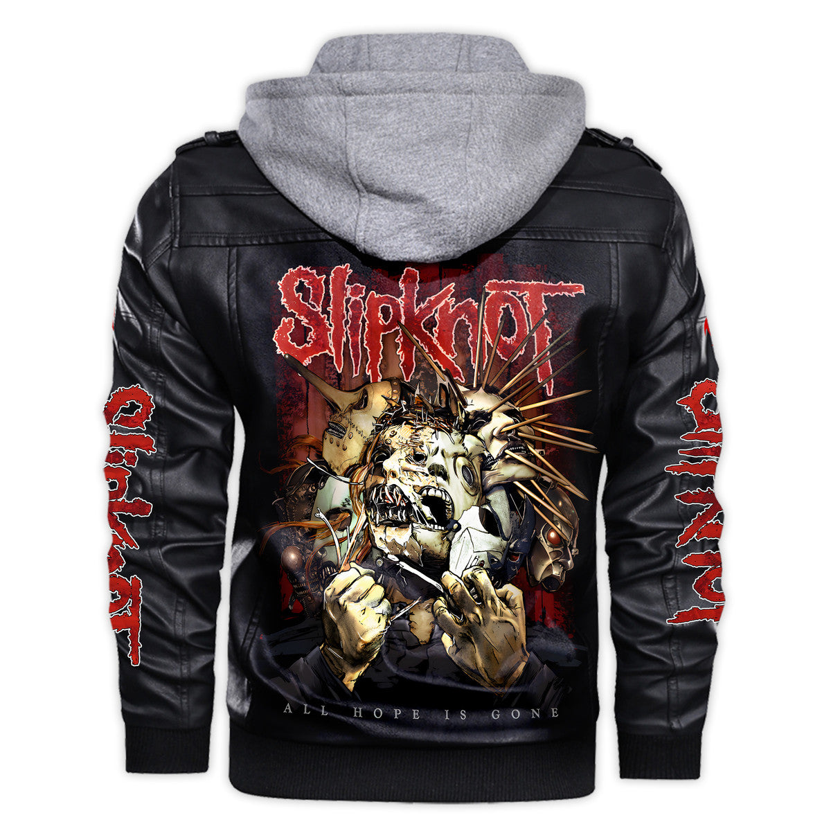 Sk Leather Jacket Q3 with Hood Black Q271005
