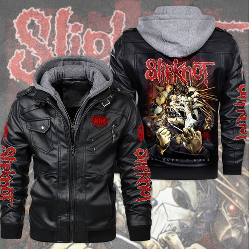 Sk Leather Jacket Q3 with Hood Black Q271005