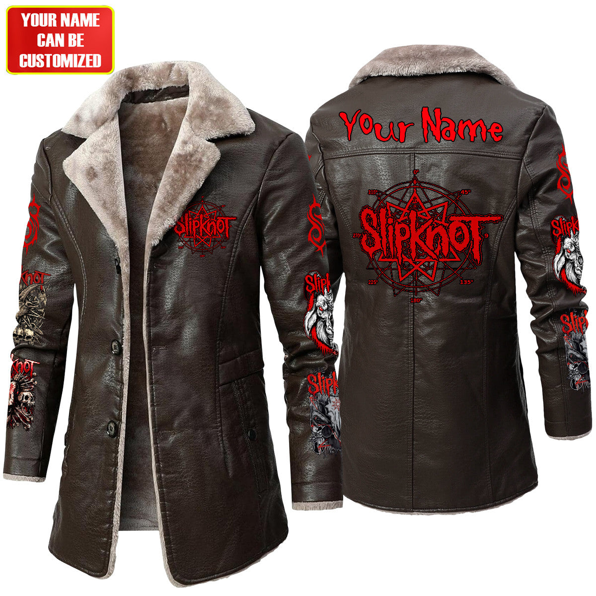 Personalized SK Q2 Leather Fleece Winter Coat Q261010