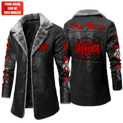 Personalized SK Q2 Leather Fleece Winter Coat Q261010