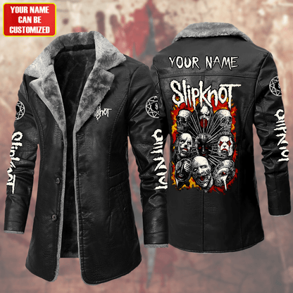 Personalized SK Q3 Leather Fleece Winter Coat Q041104