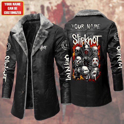 Personalized SK Q3 Leather Fleece Winter Coat Q041104