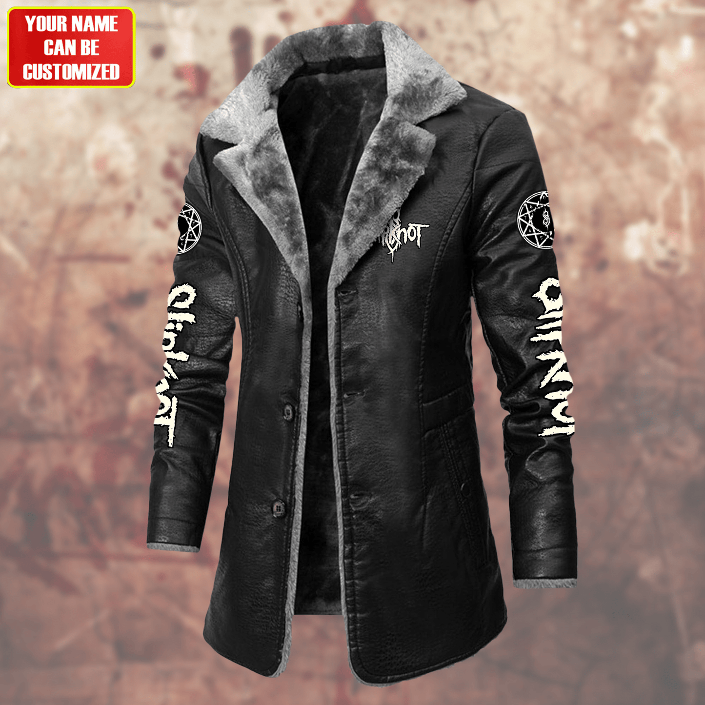 Personalized SK Q3 Leather Fleece Winter Coat Q041104