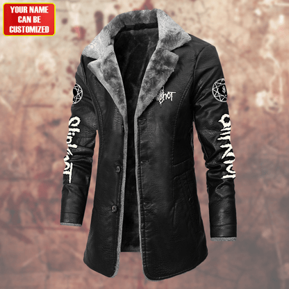Personalized SK Q3 Leather Fleece Winter Coat Q041104