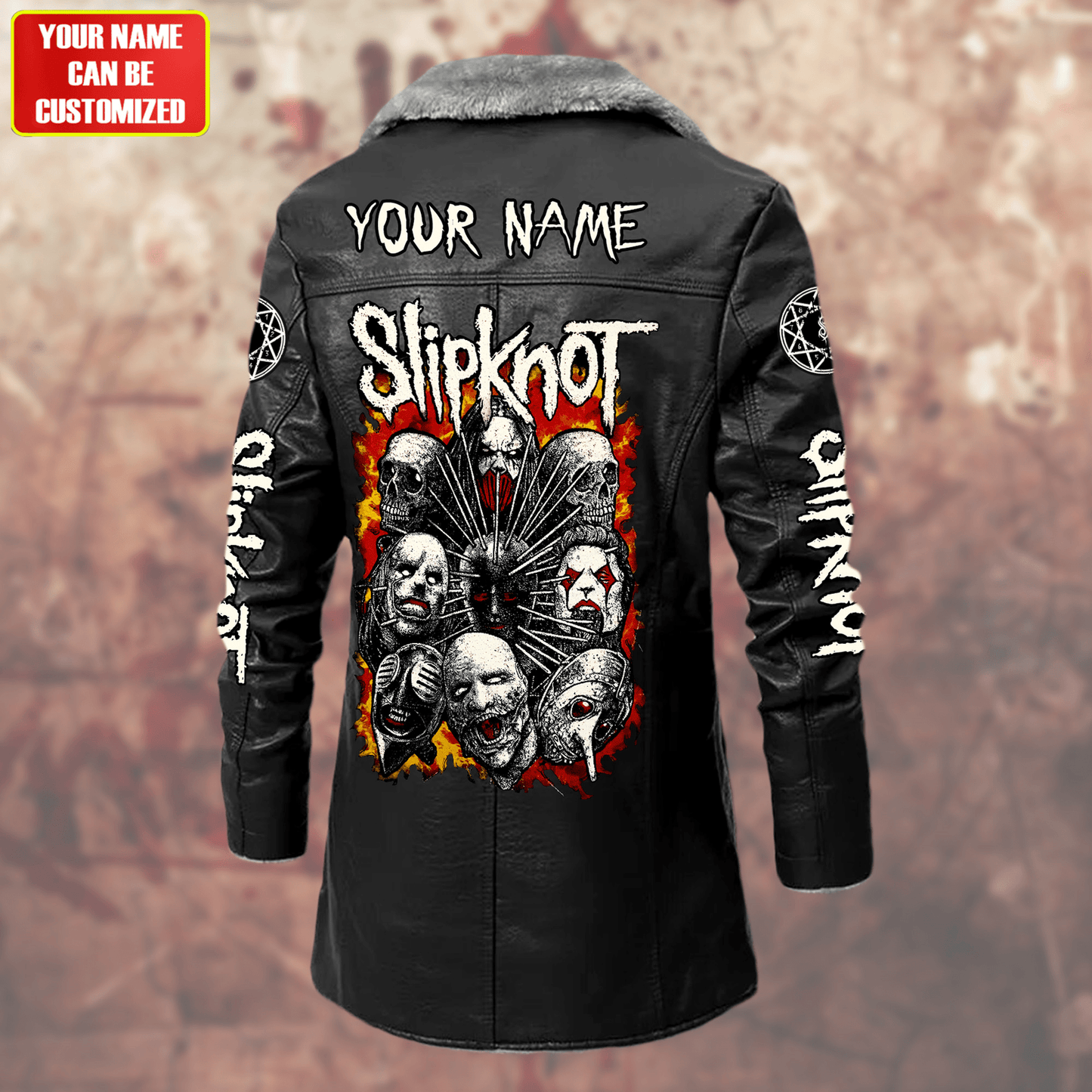 Personalized SK Q3 Leather Fleece Winter Coat Q041104