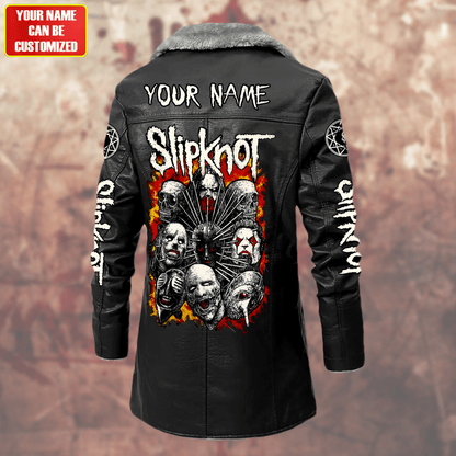 Personalized SK Q3 Leather Fleece Winter Coat Q041104