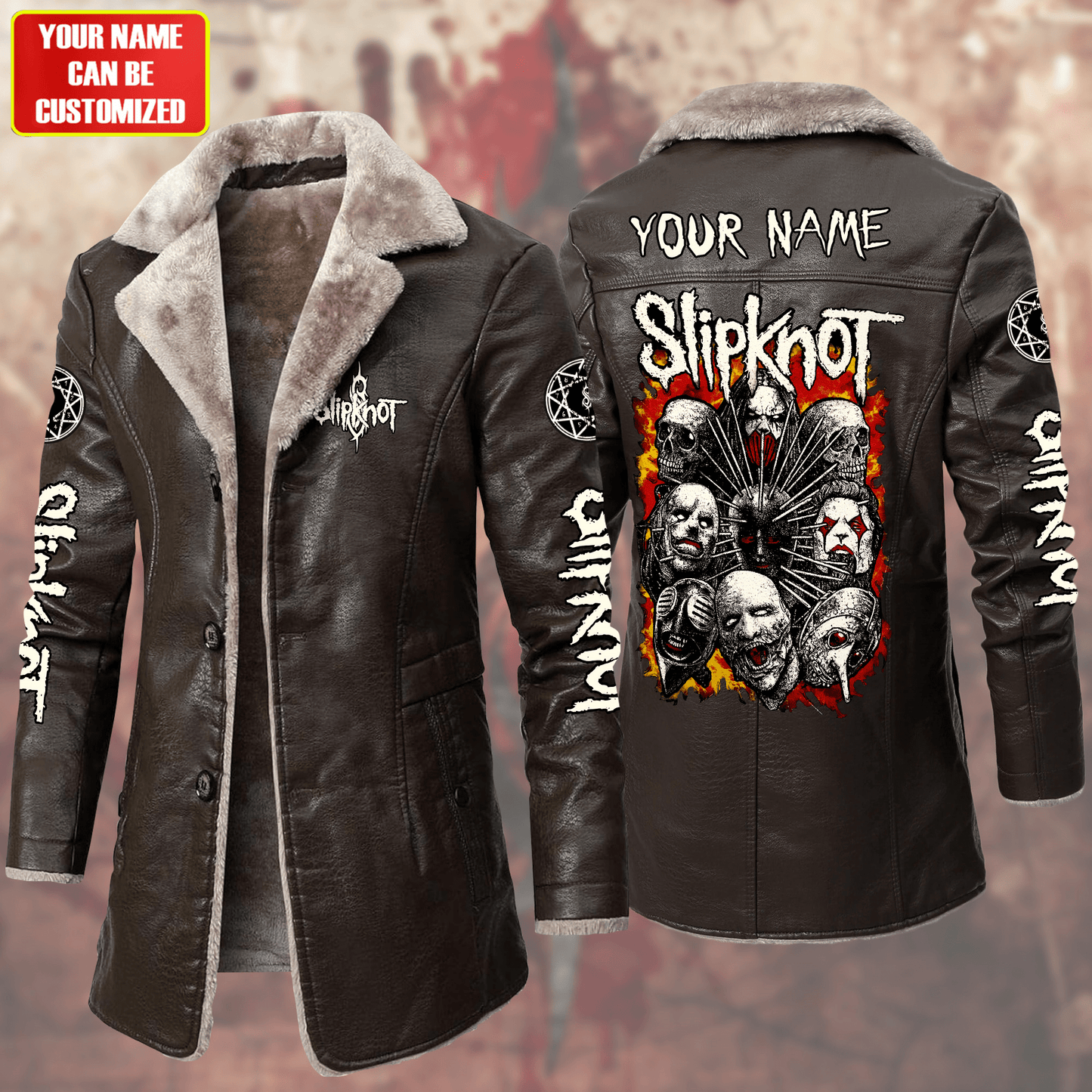Personalized SK Q3 Leather Fleece Winter Coat Q041104