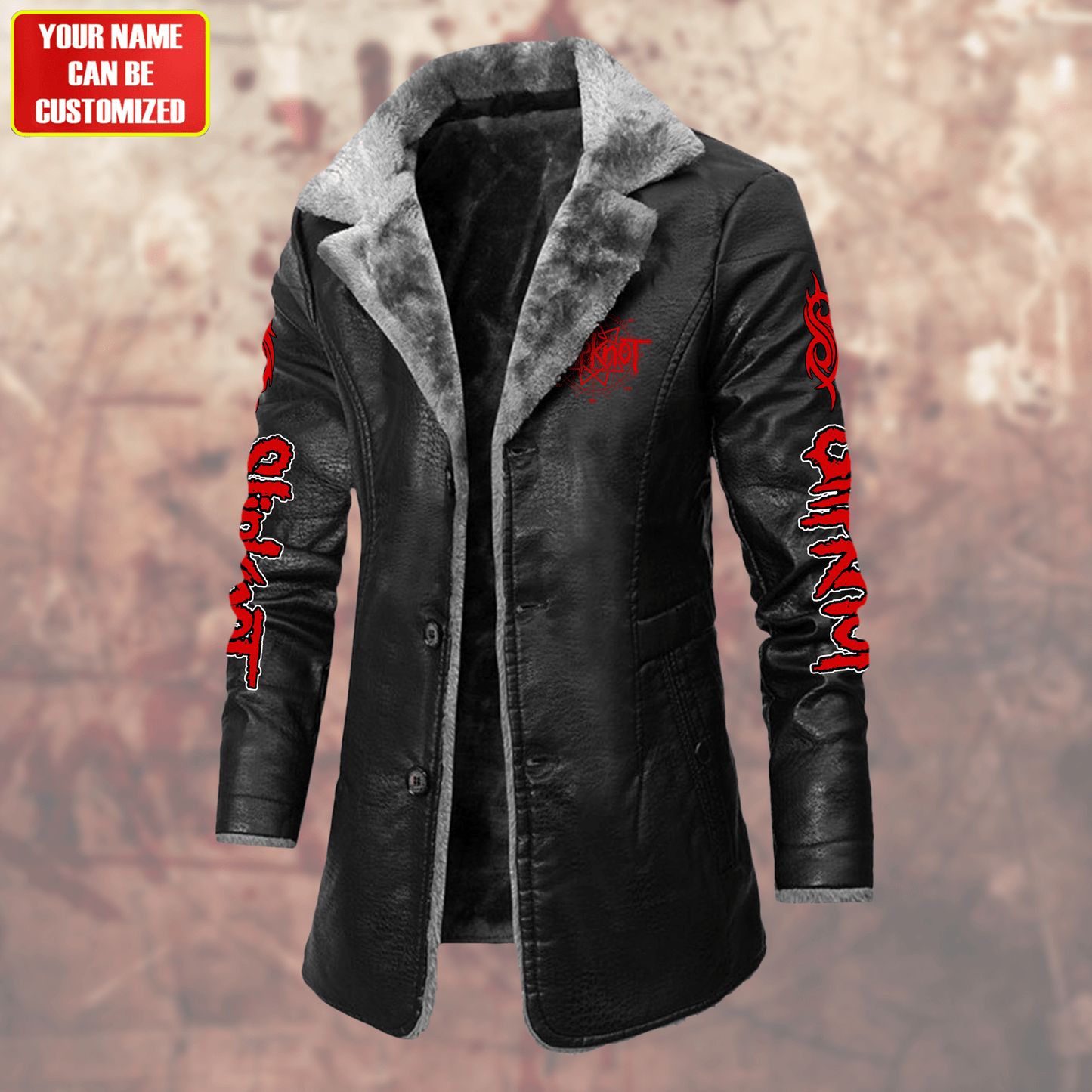 Personalized SK Q4 Leather Fleece Winter Coat Q041105