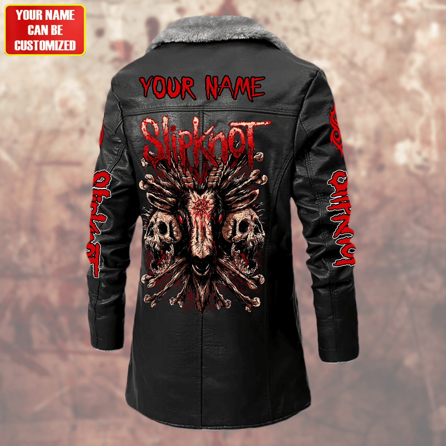 Personalized SK Q4 Leather Fleece Winter Coat Q041105