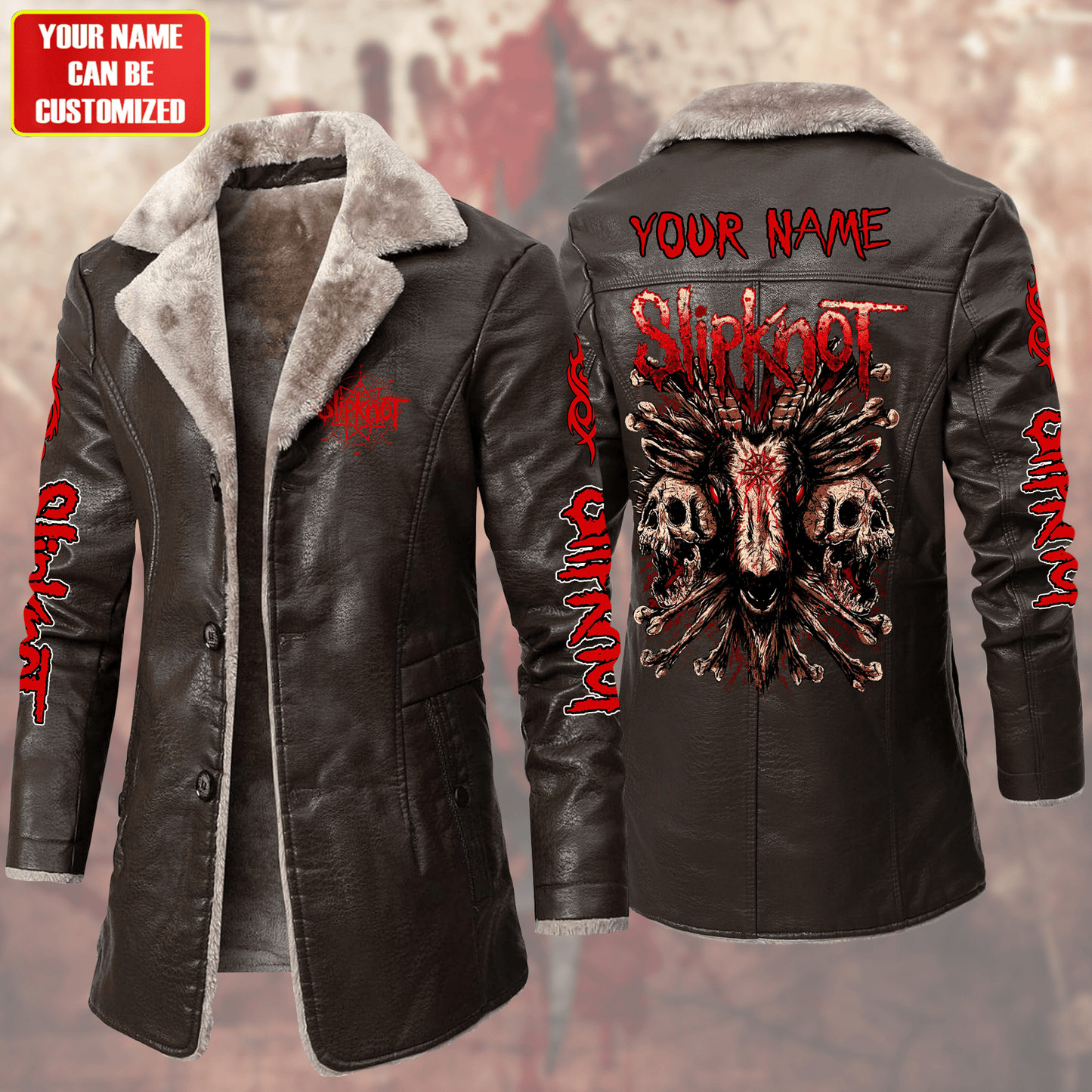 Personalized SK Q4 Leather Fleece Winter Coat Q041105
