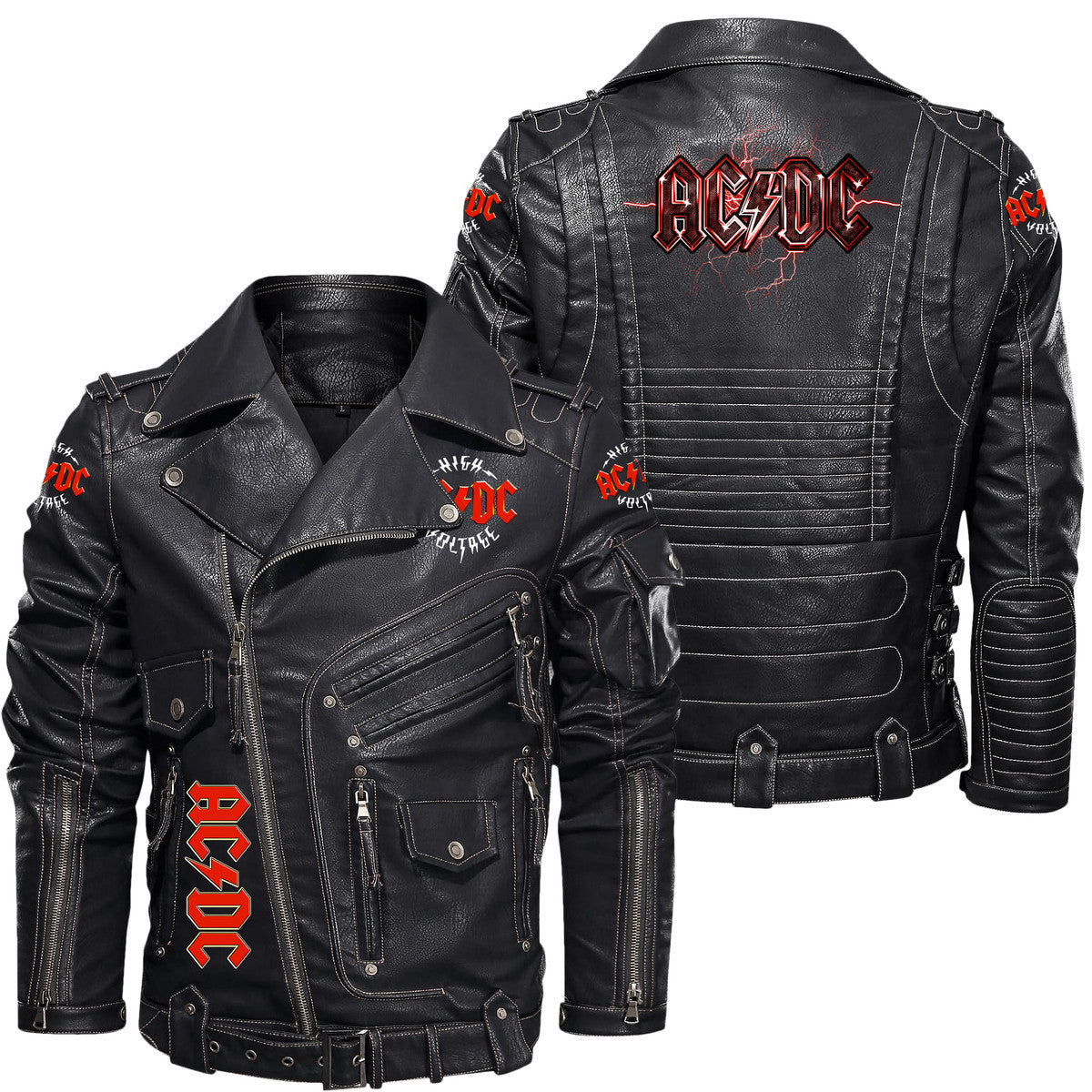 Ac Q2 Belt Solid Zipper Street Leather Jacket Q211106