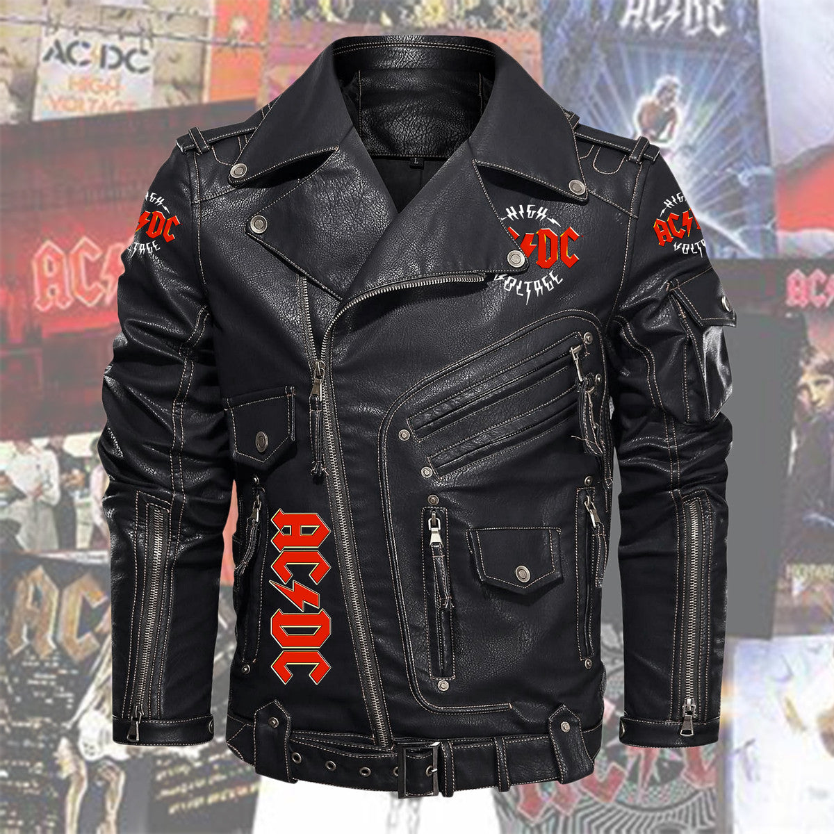 Ac Q2 Belt Solid Zipper Street Leather Jacket Q211106