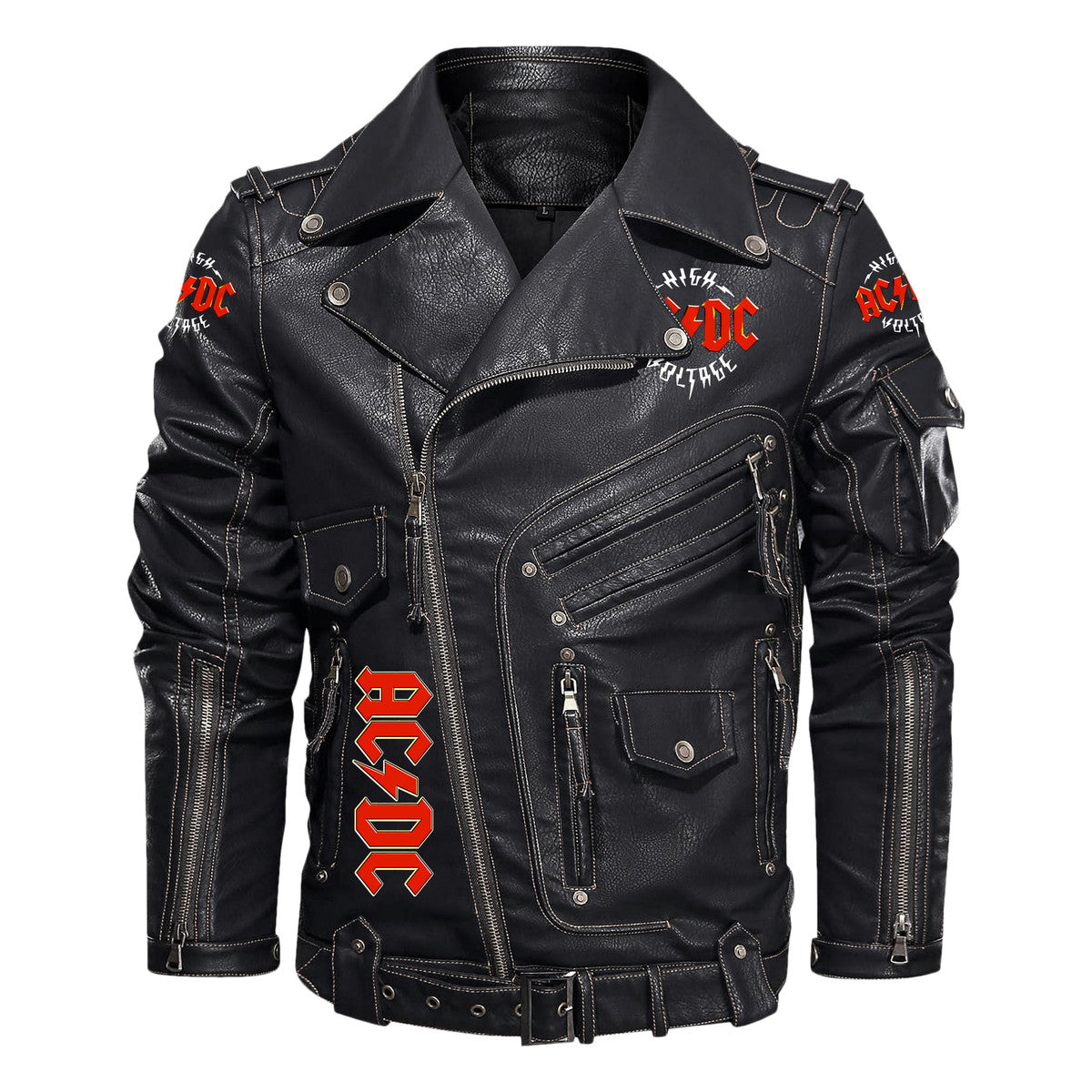 Ac Q2 Belt Solid Zipper Street Leather Jacket Q211106