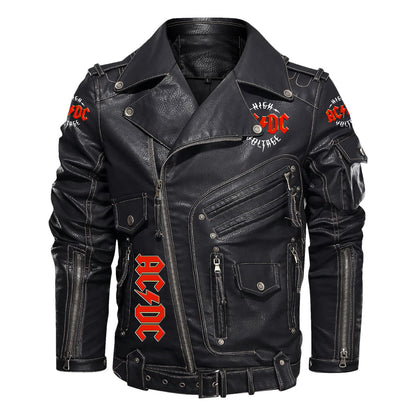Ac Q2 Belt Solid Zipper Street Leather Jacket Q211106