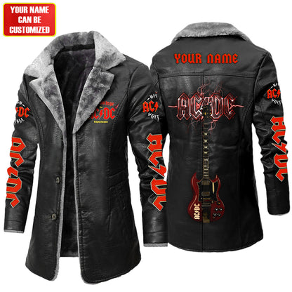 Personalized AC Q2 Leather Fleece Winter Coat Q281101
