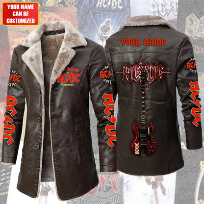 Personalized AC Q2 Leather Fleece Winter Coat Q281101
