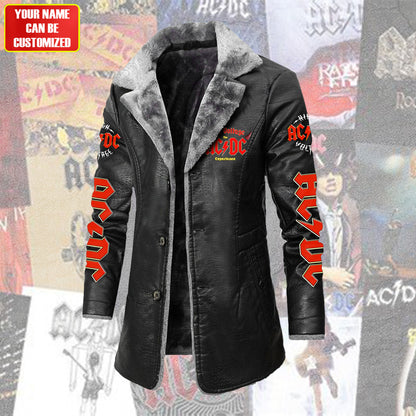 Personalized AC Q2 Leather Fleece Winter Coat Q281101