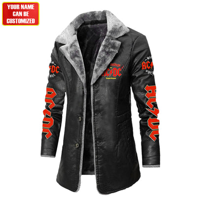 Personalized AC Q2 Leather Fleece Winter Coat Q281101