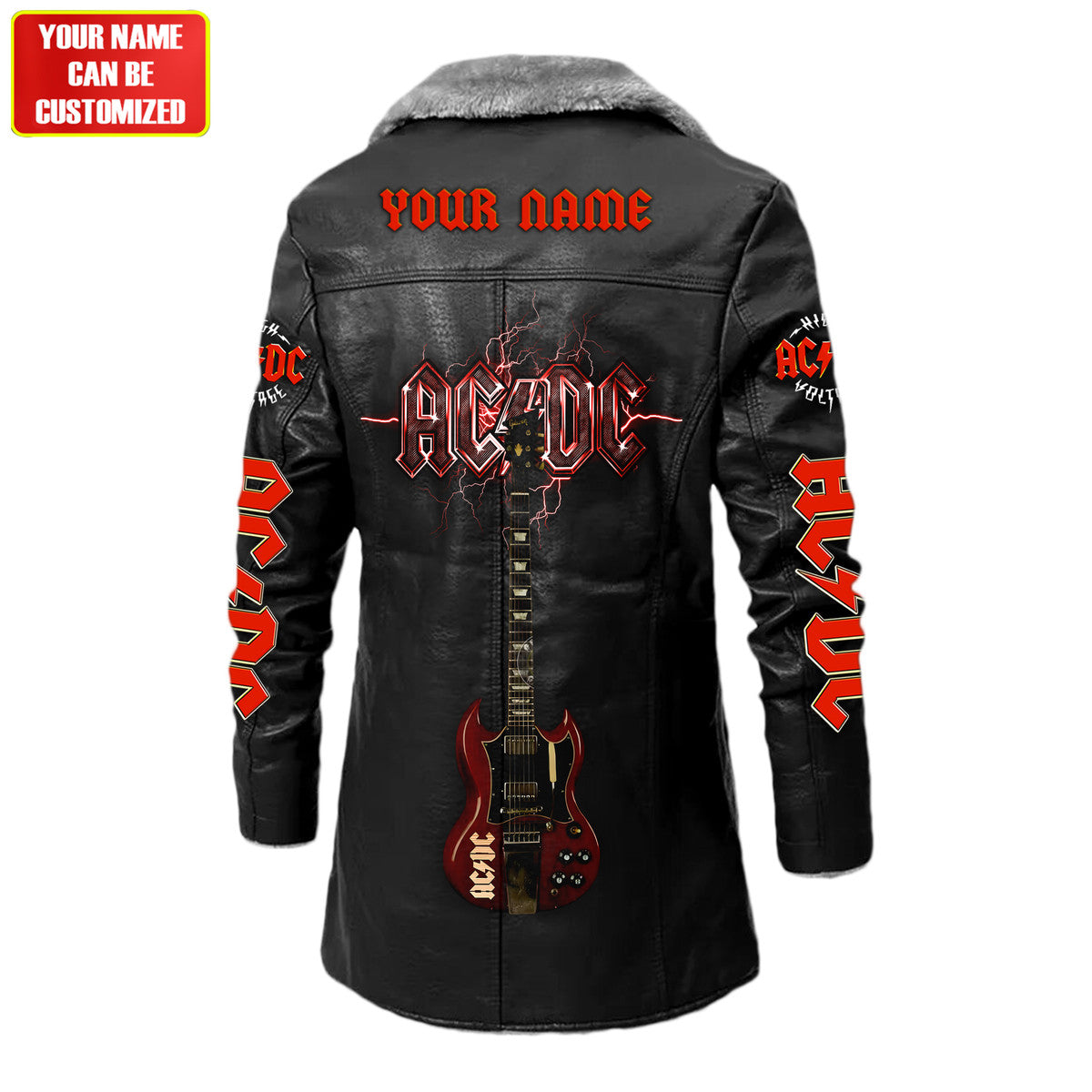 Personalized AC Q2 Leather Fleece Winter Coat Q281101