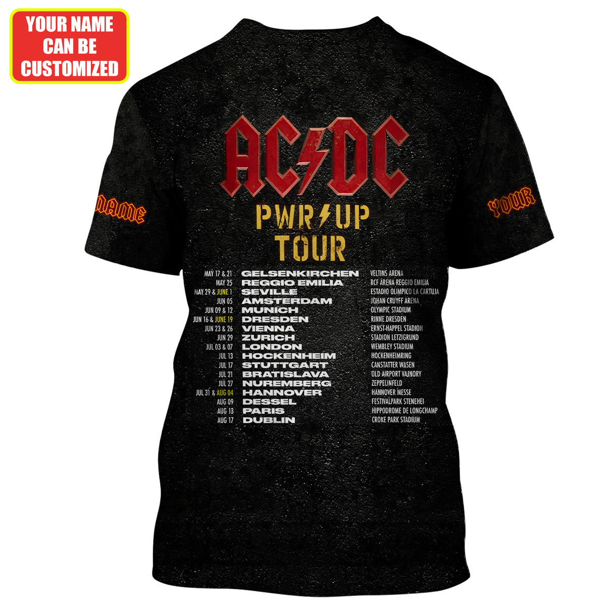 Personalized AC Power Up World Tour All Over Printed Unisex Shirt Q220412