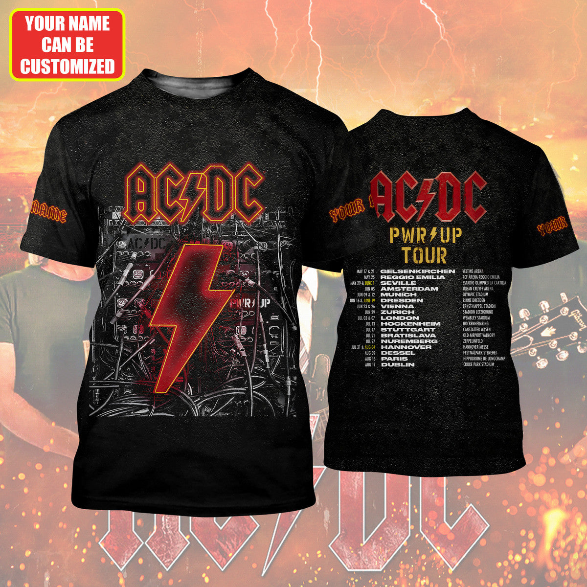 Personalized AC Power Up World Tour All Over Printed Unisex Shirt Q220412